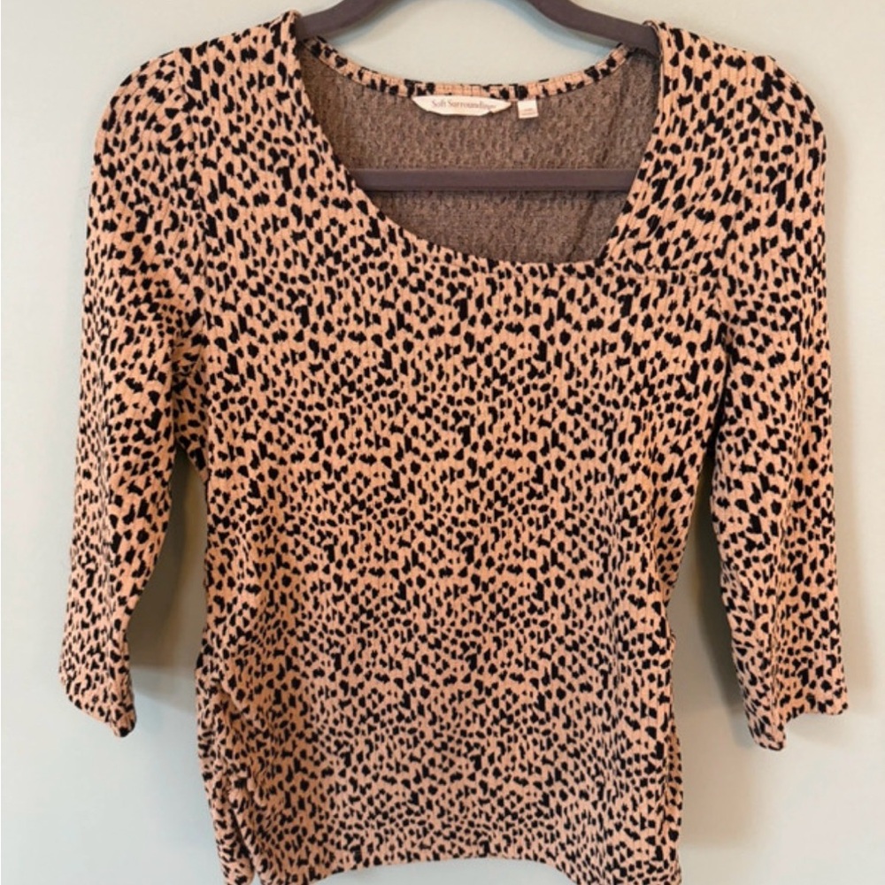 Soft Surroundings Brown & Black Scoop-Neck Animal Print Sweater